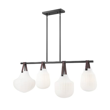 Z-Lite Newbury 4 Light Pendant, 13in. W x 19in. H, Matte Black 7513-4L-MB